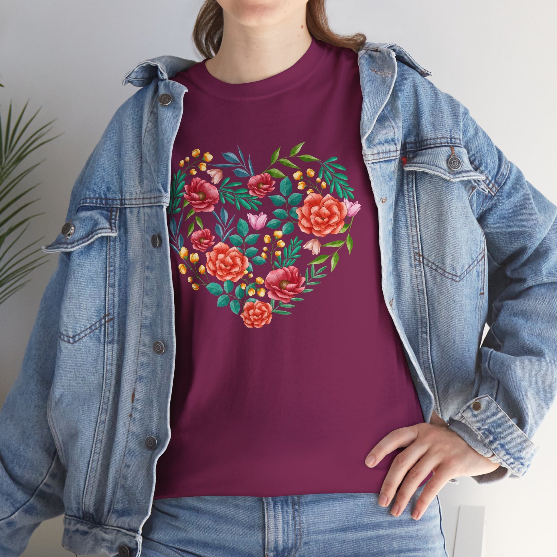 Flower Heart Unisex Cotton T-shirt