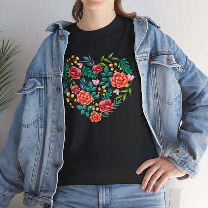 Flower Heart Unisex Cotton T-shirt