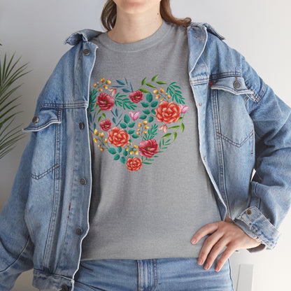 Flower Heart Unisex Cotton T-shirt