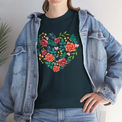 Flower Heart Unisex Cotton T-shirt