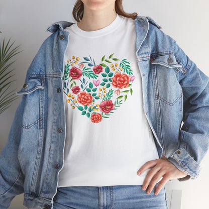 Flower Heart Unisex Cotton T-shirt