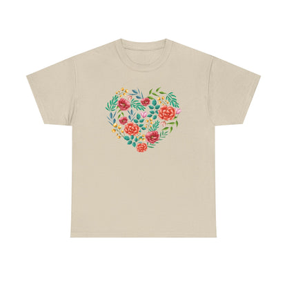 Flower Heart Unisex Cotton T-shirt