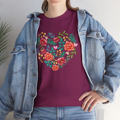 Flower Heart Unisex Cotton T-shirt